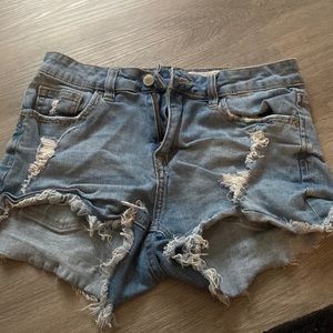 Light wash high-rise jean shorts
